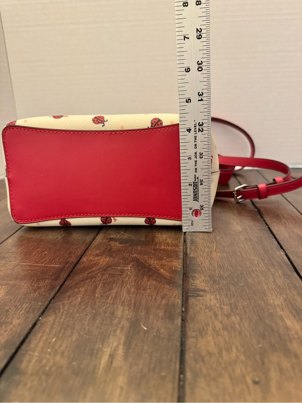 Coach C Mini Town Bucket Bag Ladybug Floral Print Red White Y2K - Picture 14 of 16
